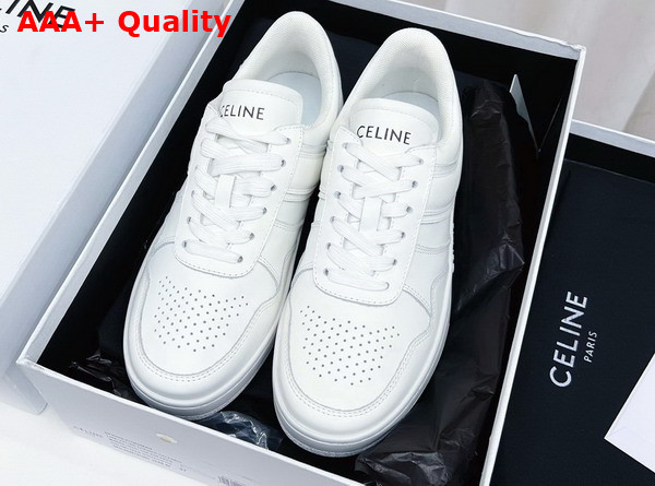 Celine Trainer Low Lace Up Sneaker in Optic White Calfskin Replica