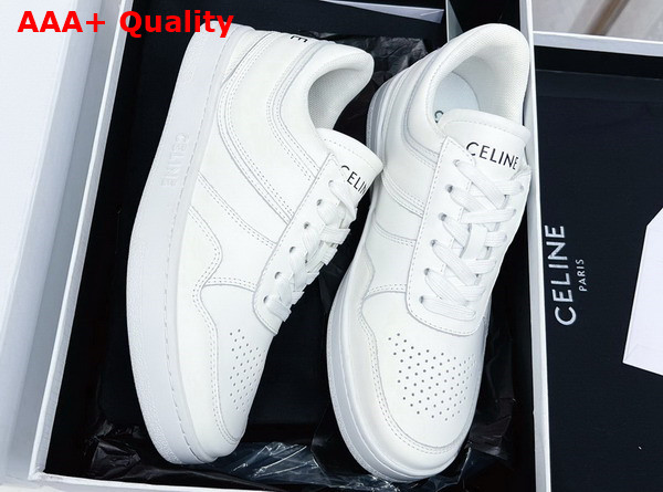 Celine Trainer Low Lace Up Sneaker in Optic White Calfskin Replica