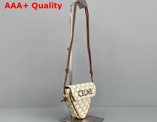 Celine Triangle Bag in Triomphe Canvas with Celine Print White Replica