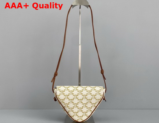 Celine Triangle Bag in Triomphe Canvas with Celine Print White Replica