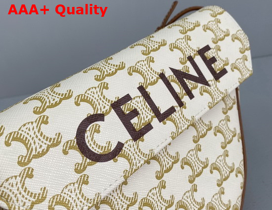 Celine Triangle Bag in Triomphe Canvas with Celine Print White Replica