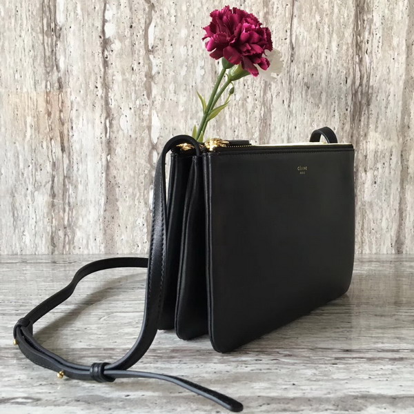 Celine Trio Bag in Black Calfskin Liege For Sale