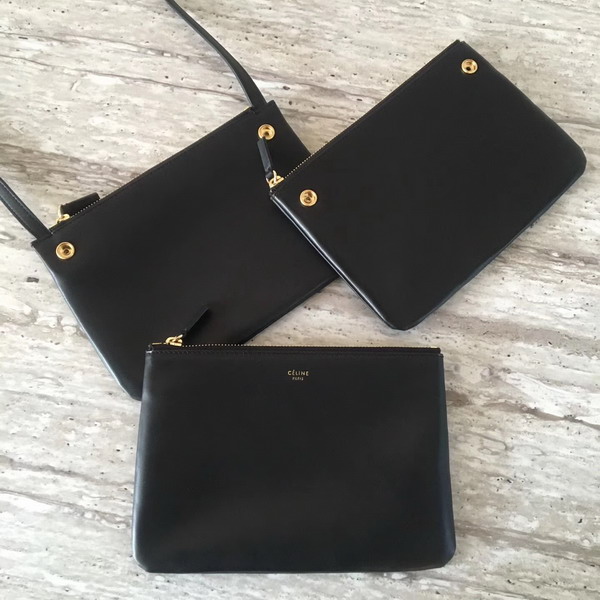 Celine Trio Bag in Black Calfskin Liege For Sale