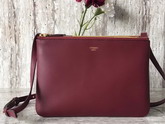 Celine Trio Bag in Dark Red Calfskin Liege For Sale