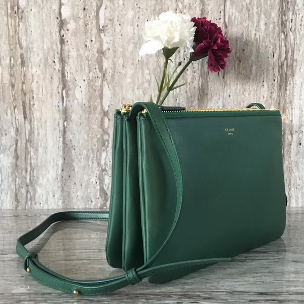 Celine Trio Bag in Green Calfskin Liege For Sale