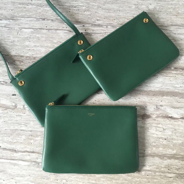 Celine Trio Bag in Green Calfskin Liege For Sale