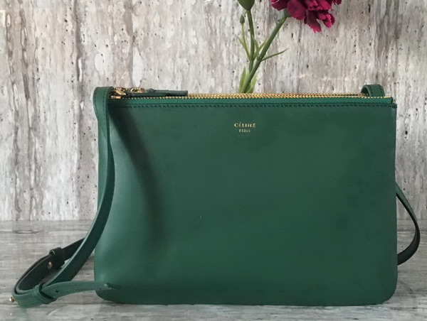 Celine Trio Bag in Green Calfskin Liege For Sale