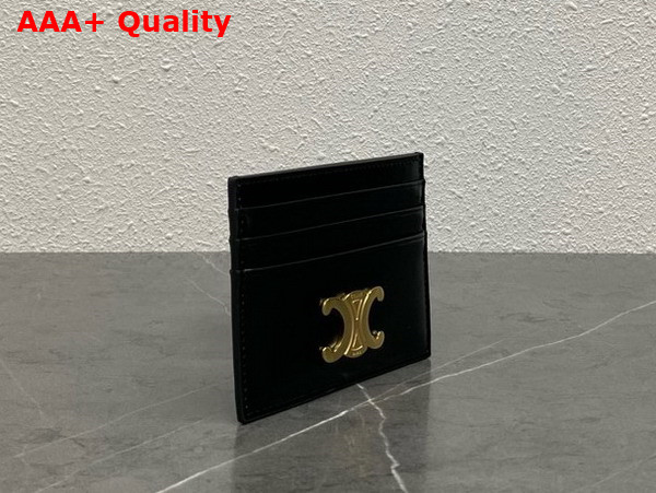 Celine Triomphe Card Holder in Black Shiny Calfskin Replica