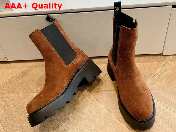 Celine Triomphe Rangers Chelsea Boot in Dark Brown Suede Calfskin Replica