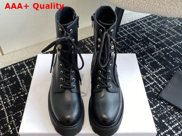 Celine Triomphe Rangers Mid Lace Up Boot in Black Calfskin Replica