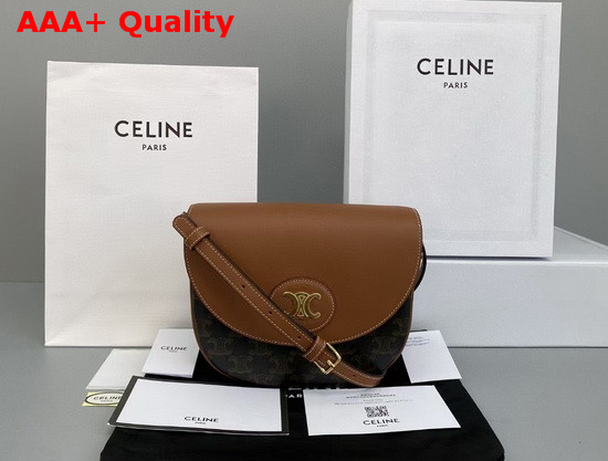 Celine Triomphe Saddle Bag in Triomphe Canvas Tan Replica