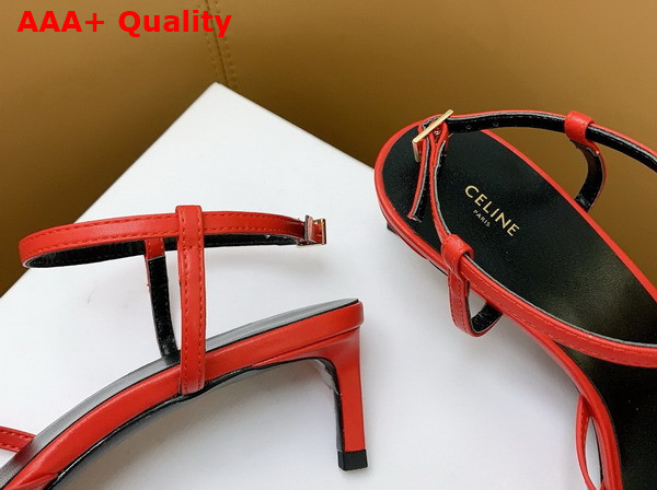 Celine Triomphe Sandal in Bright Red Lambskin Replica