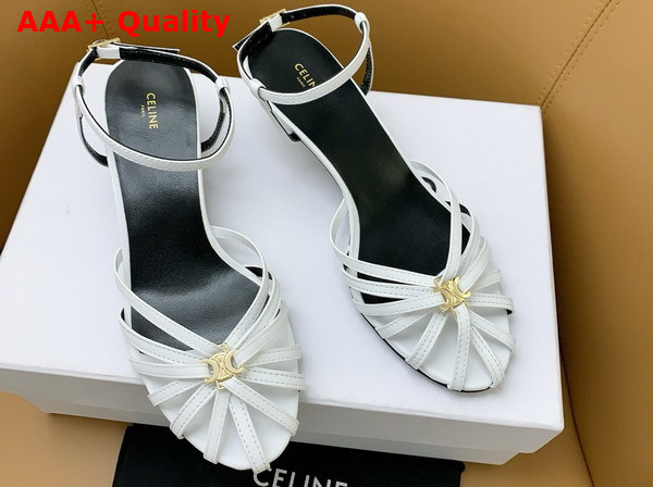 Celine Triomphe Sandal in White Lambskin Replica