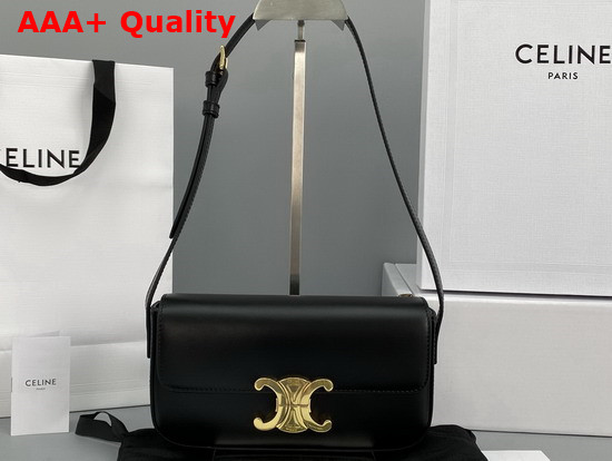 Celine Triomphe Shoulder Bag in Shiny Calfskin Black Replica