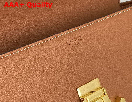 Celine Triomphe Shoulder Bag in Shiny Calfskin Tan Replica