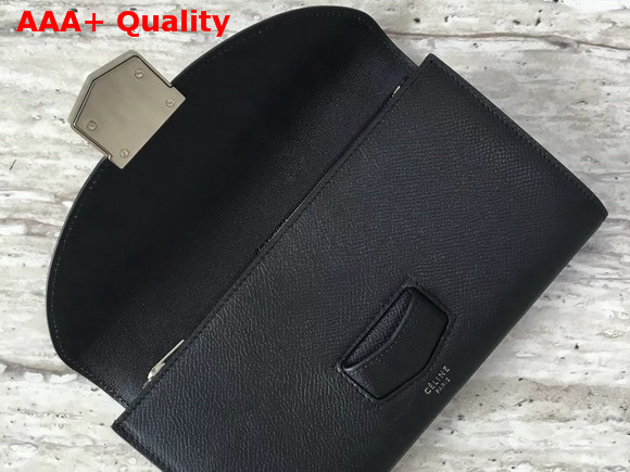 Celine Trotteur Large Flap Multifunction in Black Grained Calfskin Replica