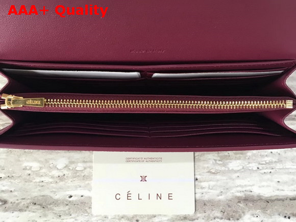 Celine Trotteur Large Flap Multifunction in Grained Calfskin Oxblood Replica