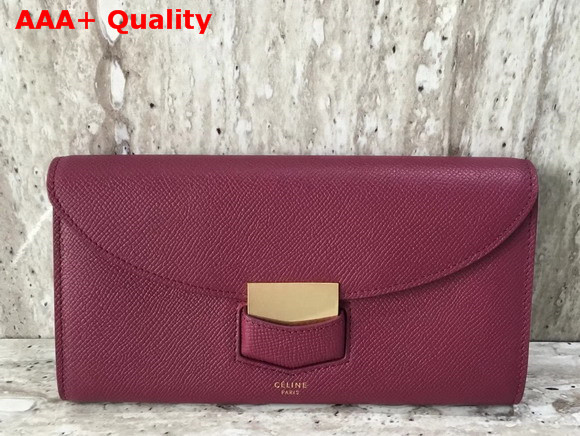 Celine Trotteur Large Flap Multifunction in Grained Calfskin Oxblood Replica