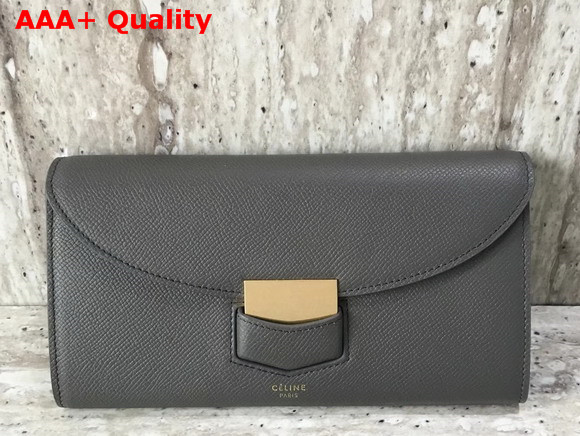 Celine Trotteur Large Flap Multifunction in Grey Grained Calfskin Replica