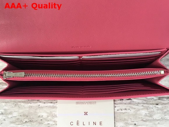 Celine Trotteur Large Flap Multifunction in Pink Grained Calfskin Replica