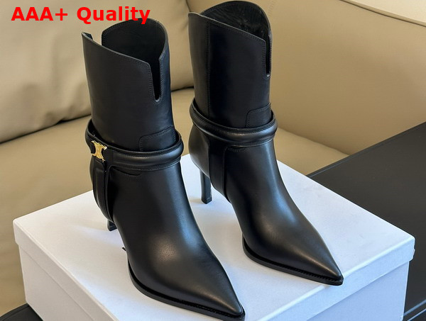 Celine Verneuil Triomphe Harness Low Boot in Black Calfskin Replica