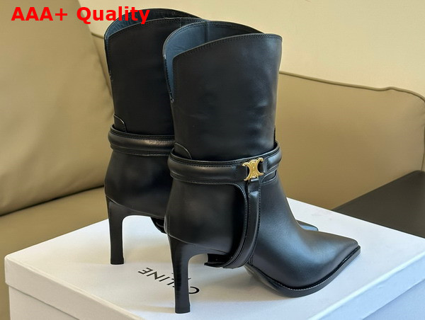 Celine Verneuil Triomphe Harness Low Boot in Black Calfskin Replica