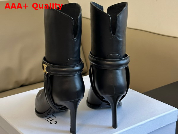 Celine Verneuil Triomphe Harness Low Boot in Black Calfskin Replica