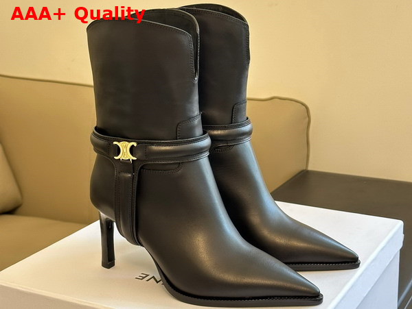 Celine Verneuil Triomphe Harness Low Boot in Black Calfskin Replica