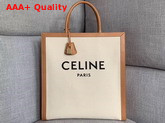 Celine Vertical Cabas Celine in Canvas with Celine Print and Calfskin Natural Tan Replica