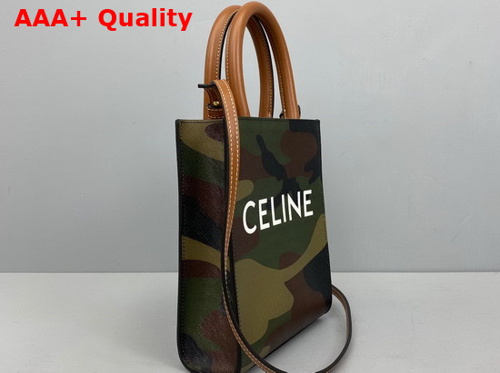 Celine Vertical Cabas in Canvas with Camouflage and Celine Print Khaki Replica