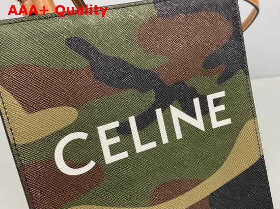 Celine Vertical Cabas in Canvas with Camouflage and Celine Print Khaki Replica