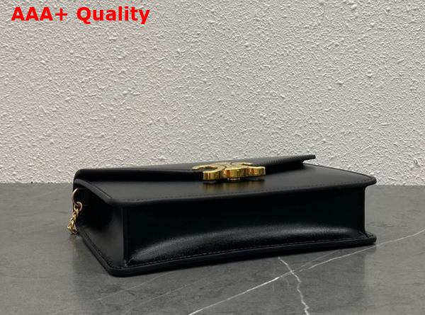 Celine Wallet On Chain Triomphe in Black Shiny Calfskin Replica