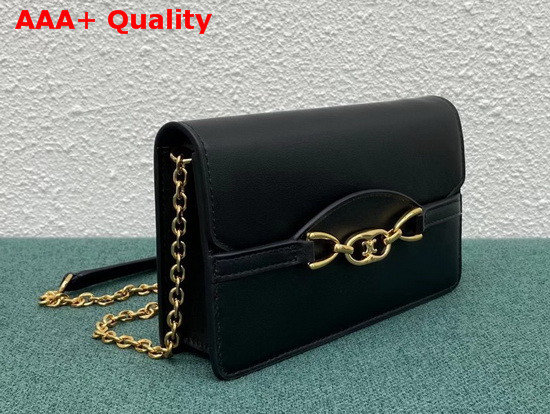 Celine Wallet On Chain in Black Shiny Calfskin Replica