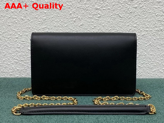 Celine Wallet On Chain in Black Shiny Calfskin Replica