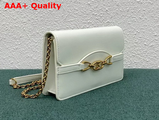 Celine Wallet On Chain in White Shiny Calfskin Replica