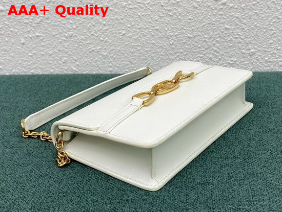 Celine Wallet On Chain in White Shiny Calfskin Replica