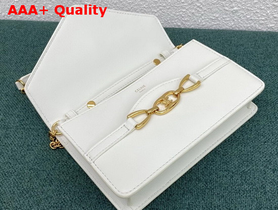 Celine Wallet On Chain in White Shiny Calfskin Replica