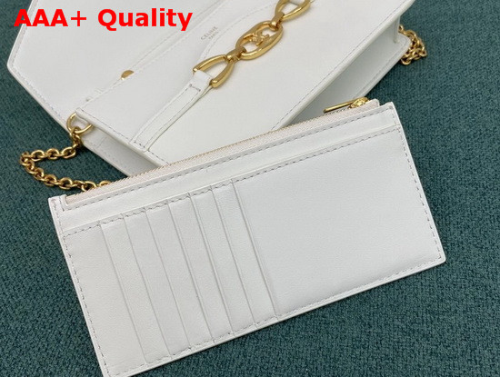 Celine Wallet On Chain in White Shiny Calfskin Replica