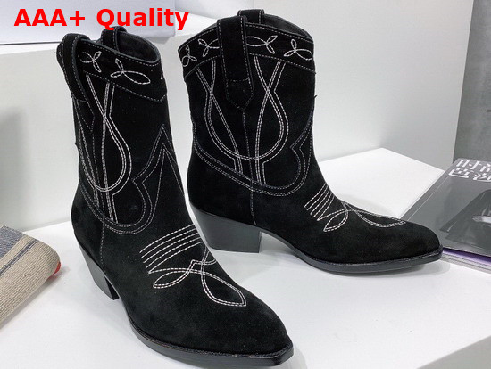 Celine Western Boots in Black Suede Calfskin Replica