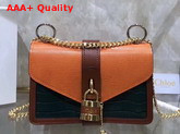 Chloe Aby Chain Shoulder Bag in Embossed Croco Effect and Lizard Effect on Calfskin Green and Orange Replica