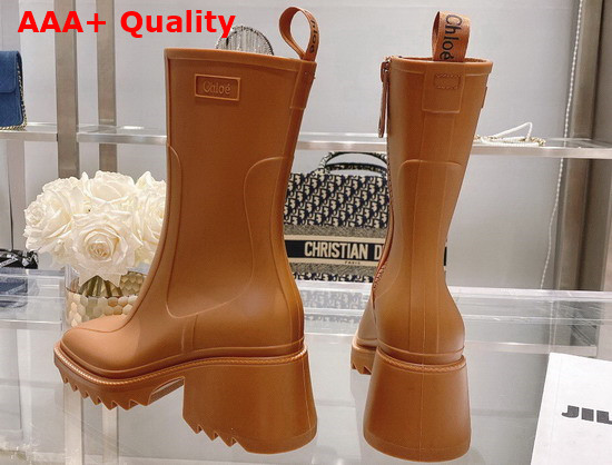 Chloe Betty Rain Boot in Brown PVC Replica