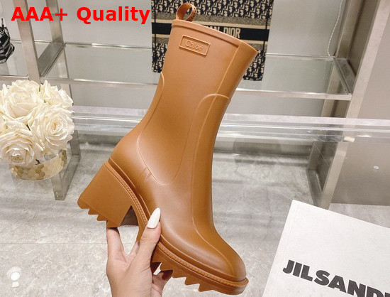 Chloe Betty Rain Boot in Brown PVC Replica