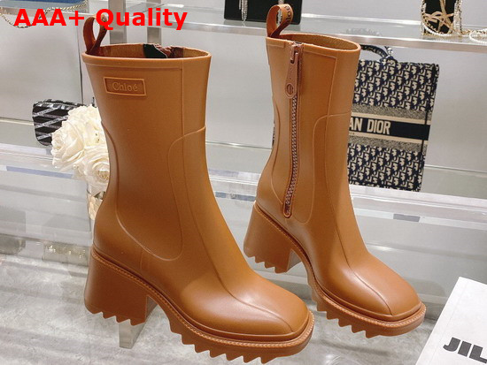 Chloe Betty Rain Boot in Brown PVC Replica