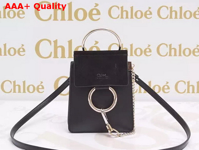 Chloe Black Mini Faye Bag Black Suede Leather and Smooth Calf Leather Replica