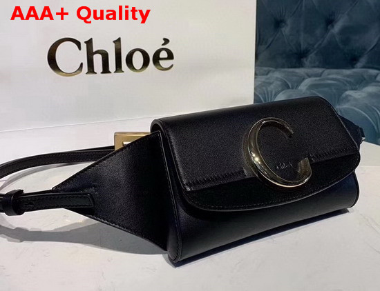 Chloe C Belt Bag in Shiny and Suede Calfskin Black Replica