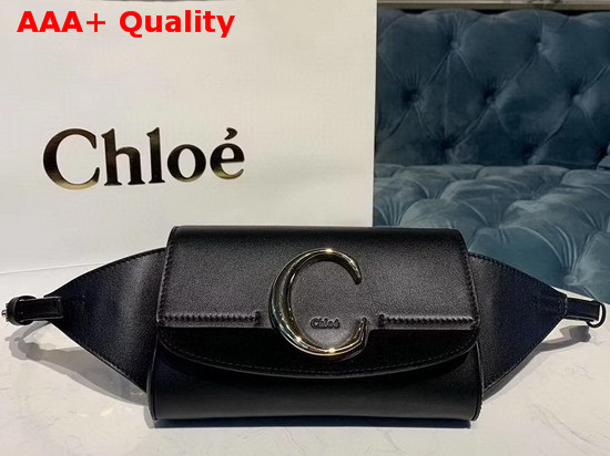 Chloe C Belt Bag in Shiny and Suede Calfskin Black Replica