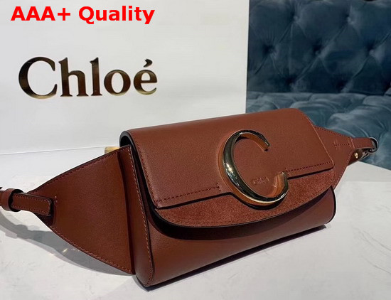 Chloe C Belt Bag in Shiny and Suede Calfskin Sepia Brown Replica