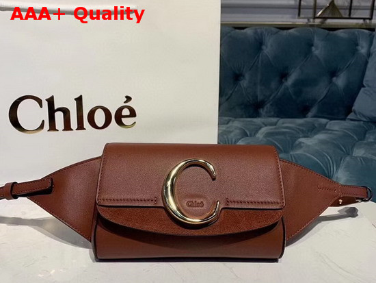 Chloe C Belt Bag in Shiny and Suede Calfskin Sepia Brown Replica