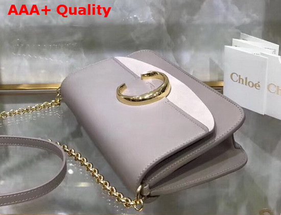 Chloe C Clutch with Chain Shiny and Suede Calfskin Motty Grey Replica