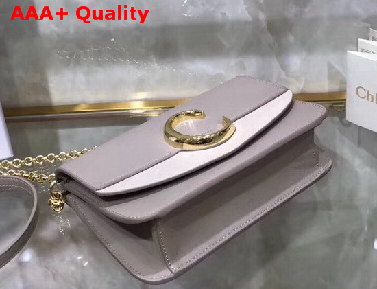 Chloe C Clutch with Chain Shiny and Suede Calfskin Motty Grey Replica